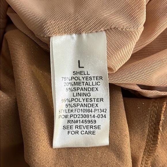 Dress Forum | New mocha & silver fitted maxi dress w/slit Women’s size L sparkly - Picture 7 of 10